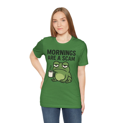 Mornings Are a Scam Frog Shirt Funny Sleepy Tee Night Owl Top Coffee First Gift for Dad Cute Graphic Loungewear Aesthetic