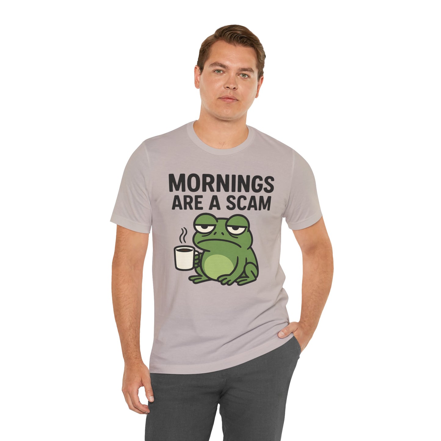 Mornings Are a Scam Frog Shirt Funny Sleepy Tee Night Owl Top Coffee First Gift for Dad Cute Graphic Loungewear Aesthetic