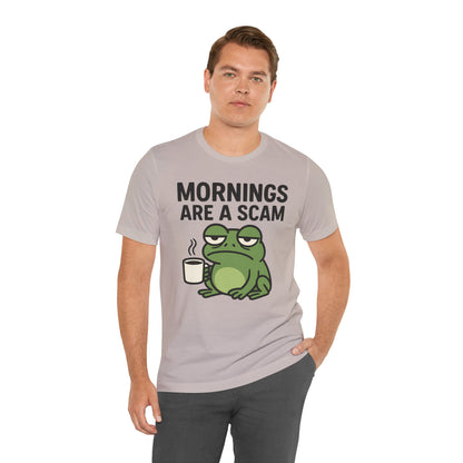 Mornings Are a Scam Frog Shirt Funny Sleepy Tee Night Owl Top Coffee First Gift for Dad Cute Graphic Loungewear Aesthetic
