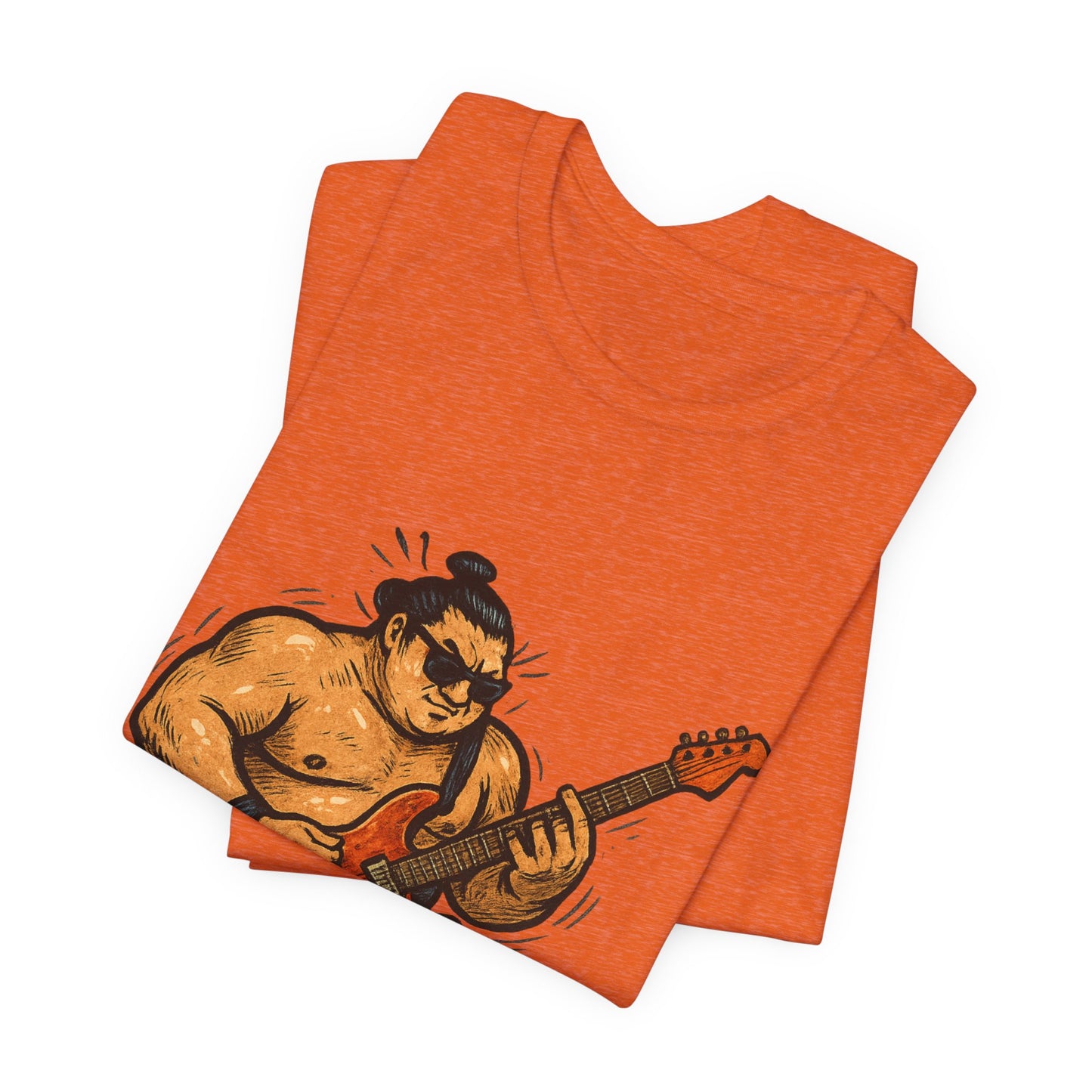 Sumo Guitar Rock T Shirt Japanese Sumo Wrestler Electric Guitar Vintage Comic Style Graphic Tee Japan Gift For Dad Music Fans
