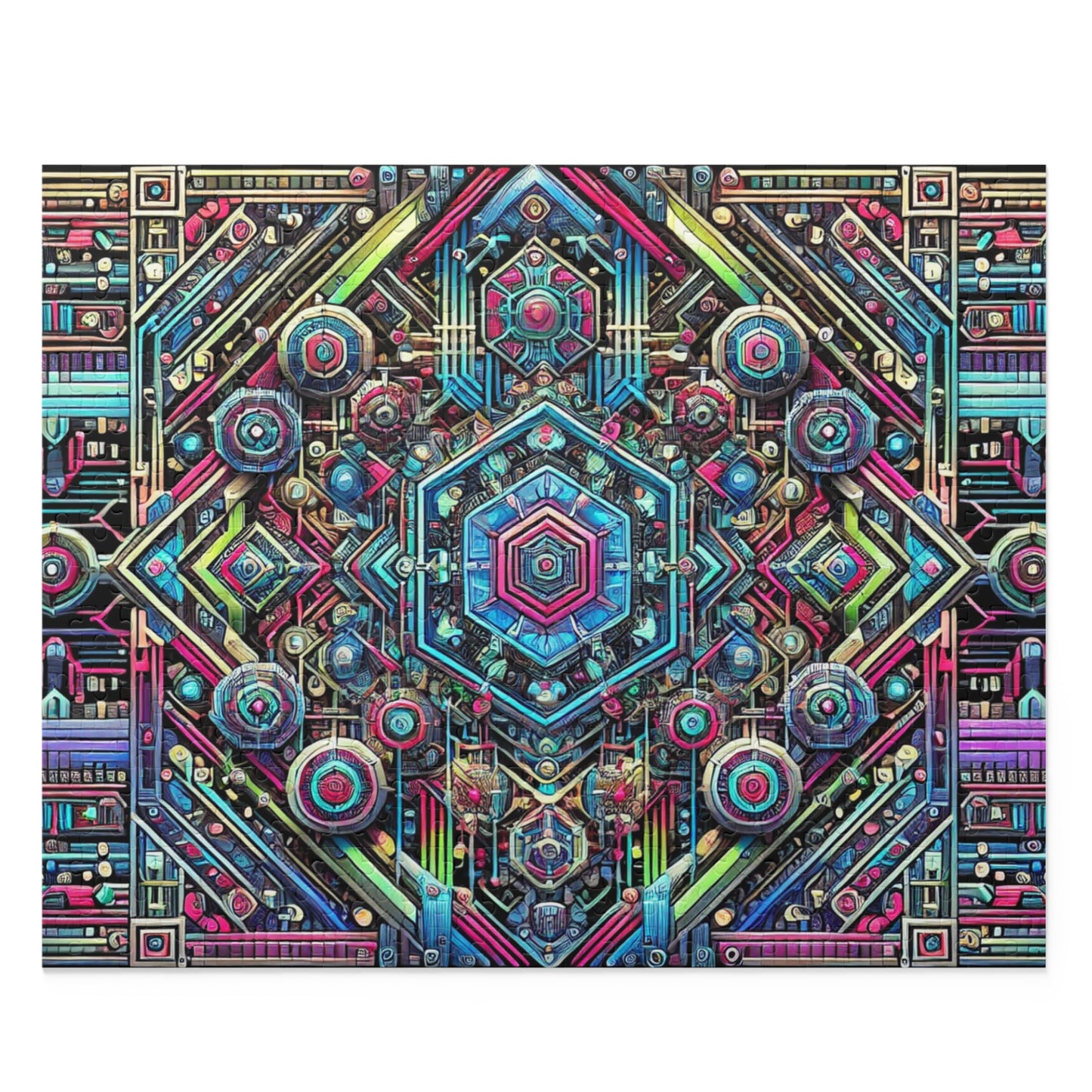 Futuristic Neon Circuit Puzzle-Ultra-Detailed Geometric Jigsaw for Adults | Sci-Fi Abstract Challenge (1000+ Pieces)