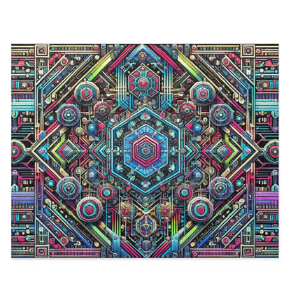 Futuristic Neon Circuit Puzzle-Ultra-Detailed Geometric Jigsaw for Adults | Sci-Fi Abstract Challenge (1000+ Pieces)