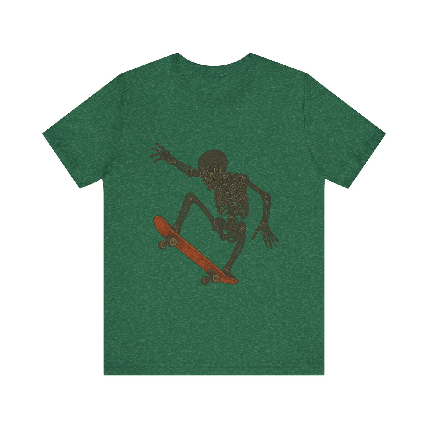 Skater Skeleton Graphic Tee for Adults - Vintage-Style Skeleton Skateboarding Shirt - Edgy Streetwear T-Shirt for Skaters and Art Lovers