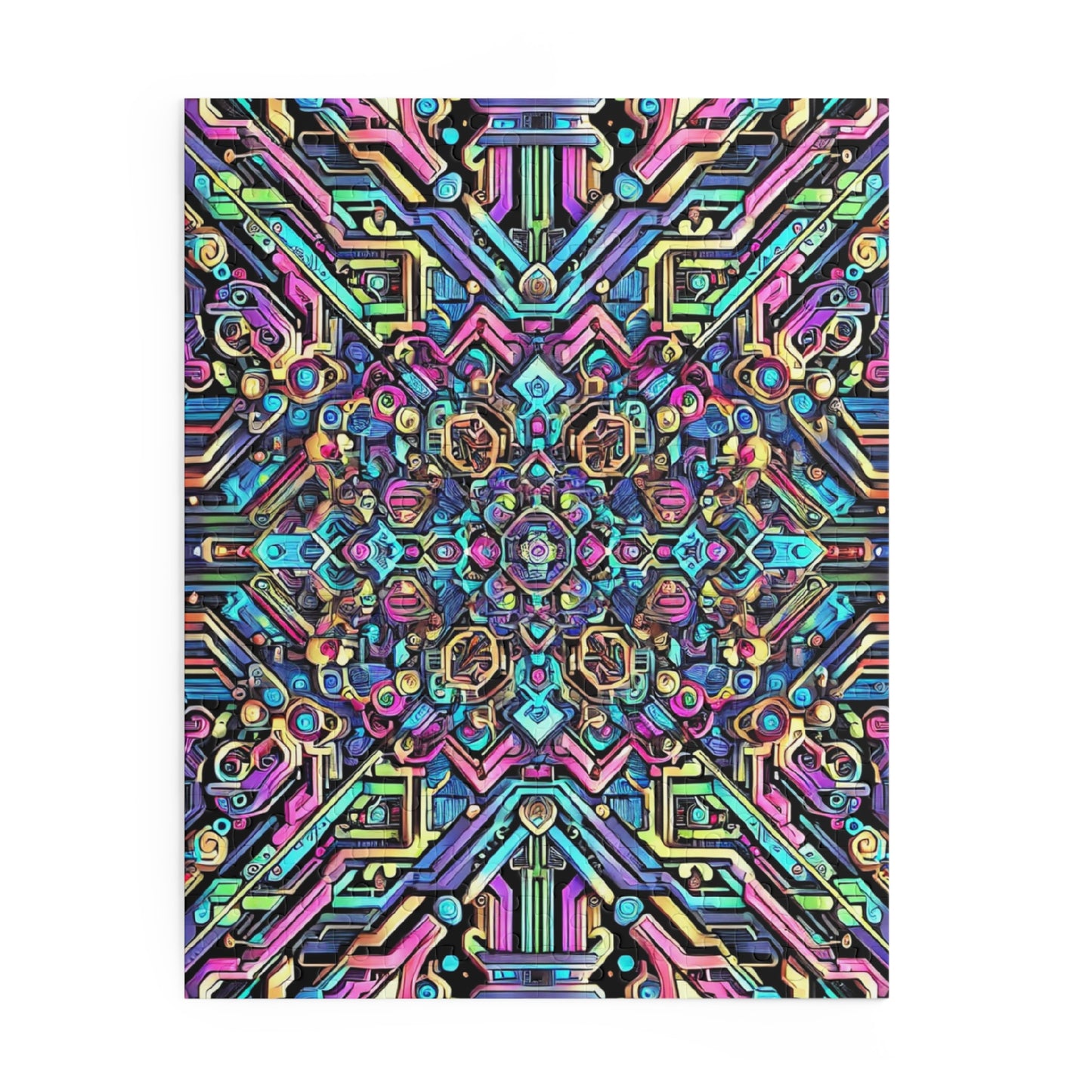 Futuristic Neon Circuit Puzzle-Ultra-Detailed Geometric Jigsaw for Adults | Sci-Fi Abstract Challenge (1000+ Pieces)