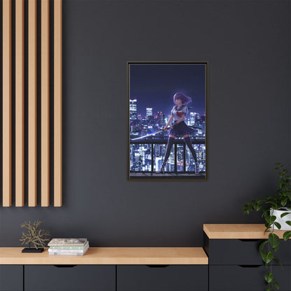Anime Warrior Girl Canvas Tokyo Night Skyline Katana Wall Art Futuristic Heroine Gift for Daughter or Dad Gaming Room Decor