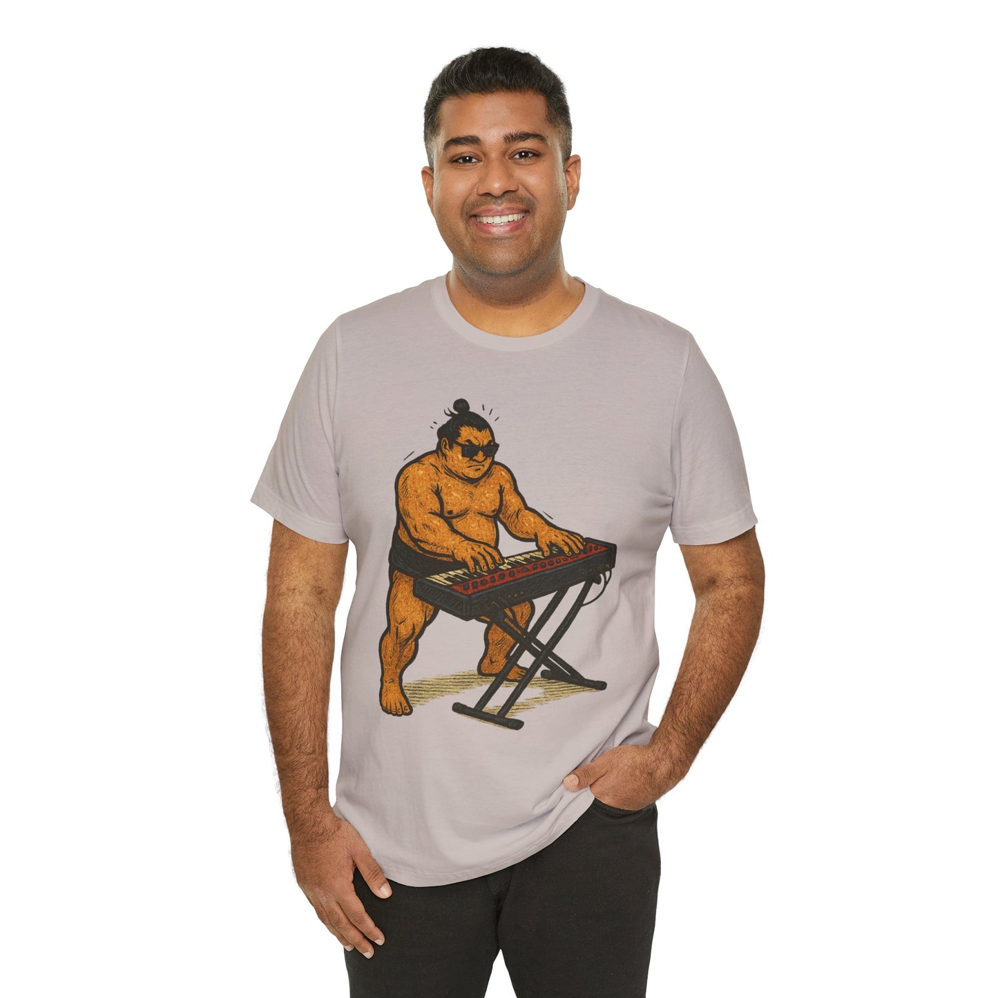 Sumo Piano Rock T Shirt Japanese Sumo Wrestler Playing Stage Keyboard Vintage Comic Art Graphic Tee Japan Gift For Dad Musicians