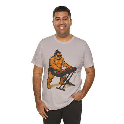 Sumo Piano Rock T Shirt Japanese Sumo Wrestler Playing Stage Keyboard Vintage Comic Art Graphic Tee Japan Gift For Dad Musicians