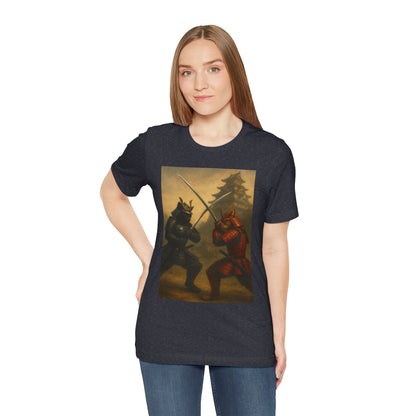 Epic Cat Samurai Battle Tee - War Horses Clash in Front of Japanese Castle  Feline Warrior Art Shirt for Fantasy & Japan Lovers