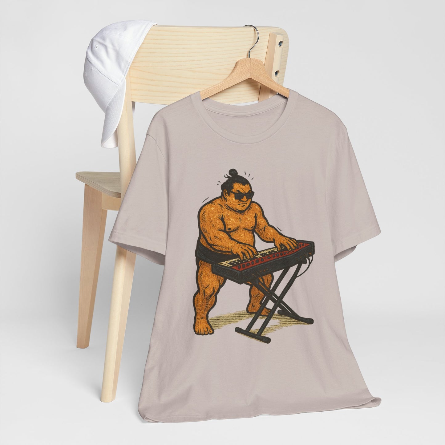 Sumo Piano Rock T Shirt Japanese Sumo Wrestler Playing Stage Keyboard Vintage Comic Art Graphic Tee Japan Gift For Dad Musicians