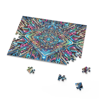 Futuristic Neon Circuit Puzzle-Ultra-Detailed Geometric Jigsaw for Adults | Sci-Fi Abstract Challenge (1000+ Pieces)