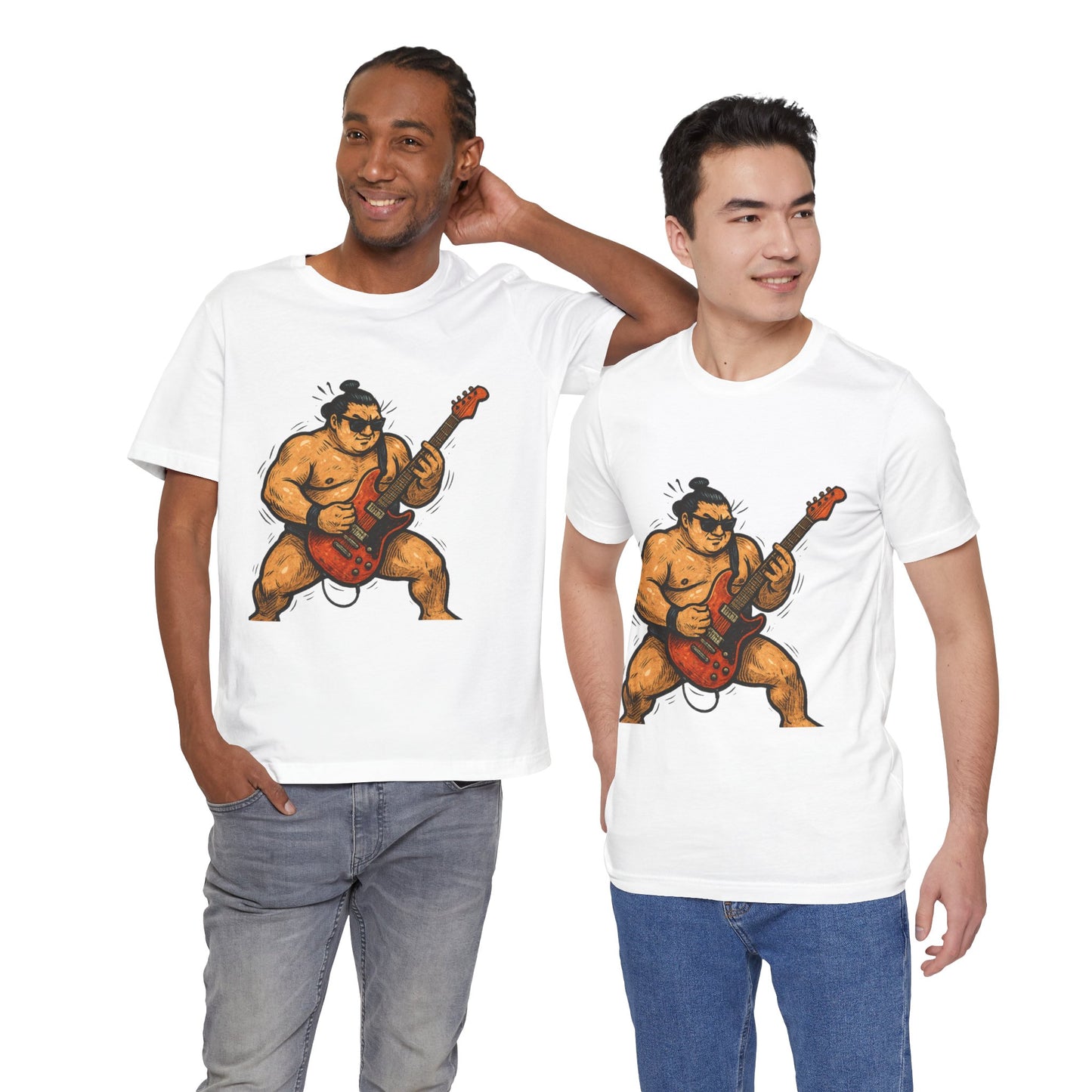 Sumo Guitar Rock T Shirt Japanese Sumo Wrestler Electric Guitar Vintage Comic Style Graphic Tee Japan Gift For Dad Music Fans