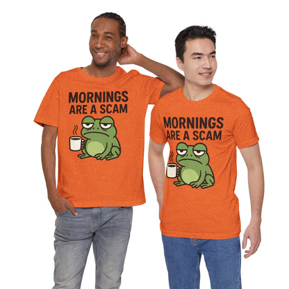 Mornings Are a Scam Frog Shirt Funny Sleepy Tee Night Owl Top Coffee First Gift for Dad Cute Graphic Loungewear Aesthetic