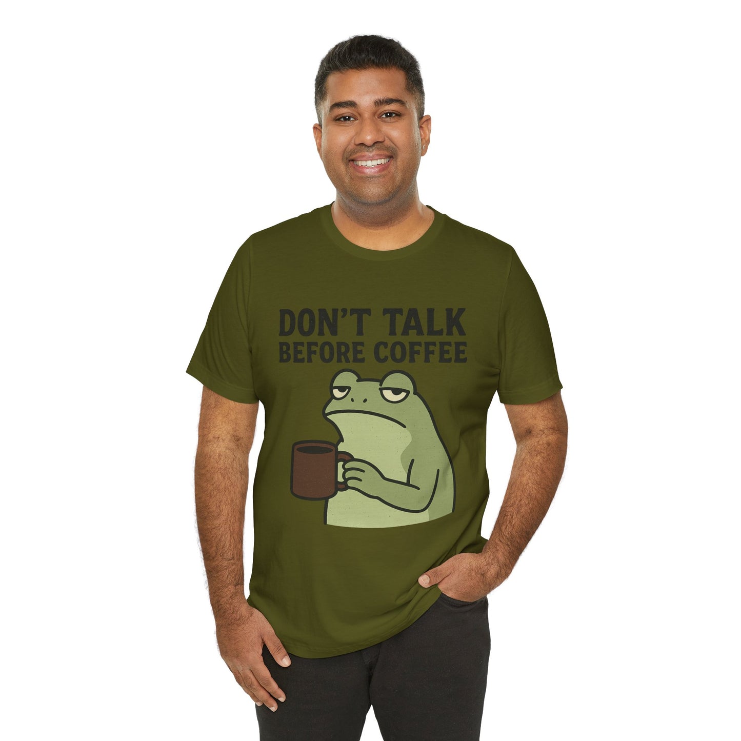 Don't Talk Before Coffee Grumpy Frog Shirt Funny Coffee Lover Tee Not A Morning Person Introvert Dad Gift Barista Graphic