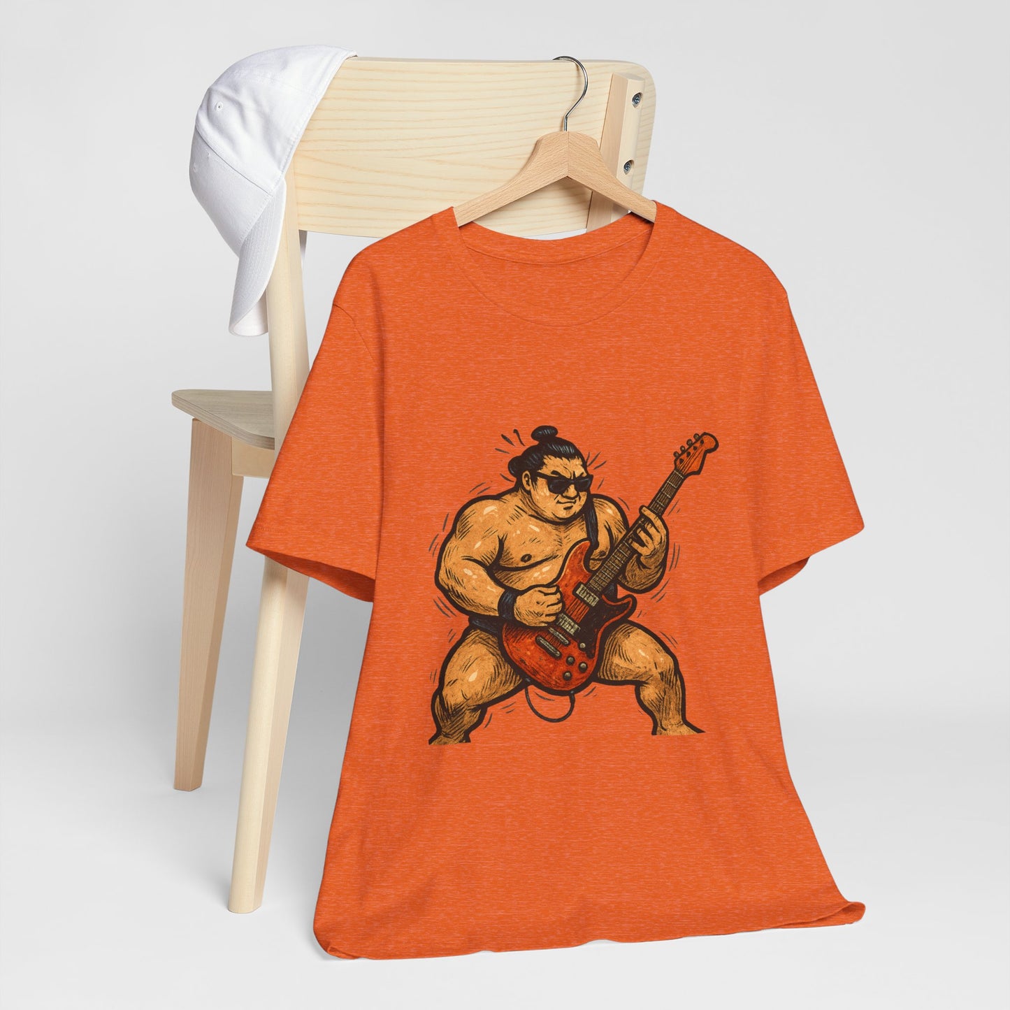 Sumo Guitar Rock T Shirt Japanese Sumo Wrestler Electric Guitar Vintage Comic Style Graphic Tee Japan Gift For Dad Music Fans