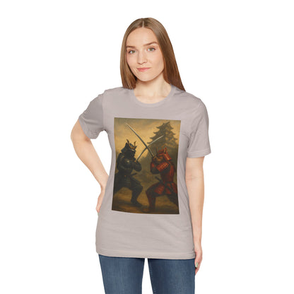 Epic Cat Samurai Battle Tee - War Horses Clash in Front of Japanese Castle  Feline Warrior Art Shirt for Fantasy & Japan Lovers