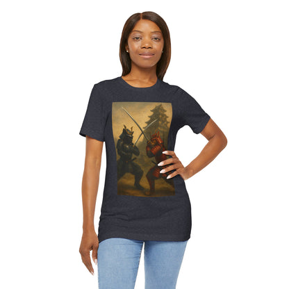 Epic Cat Samurai Battle Tee - War Horses Clash in Front of Japanese Castle  Feline Warrior Art Shirt for Fantasy & Japan Lovers