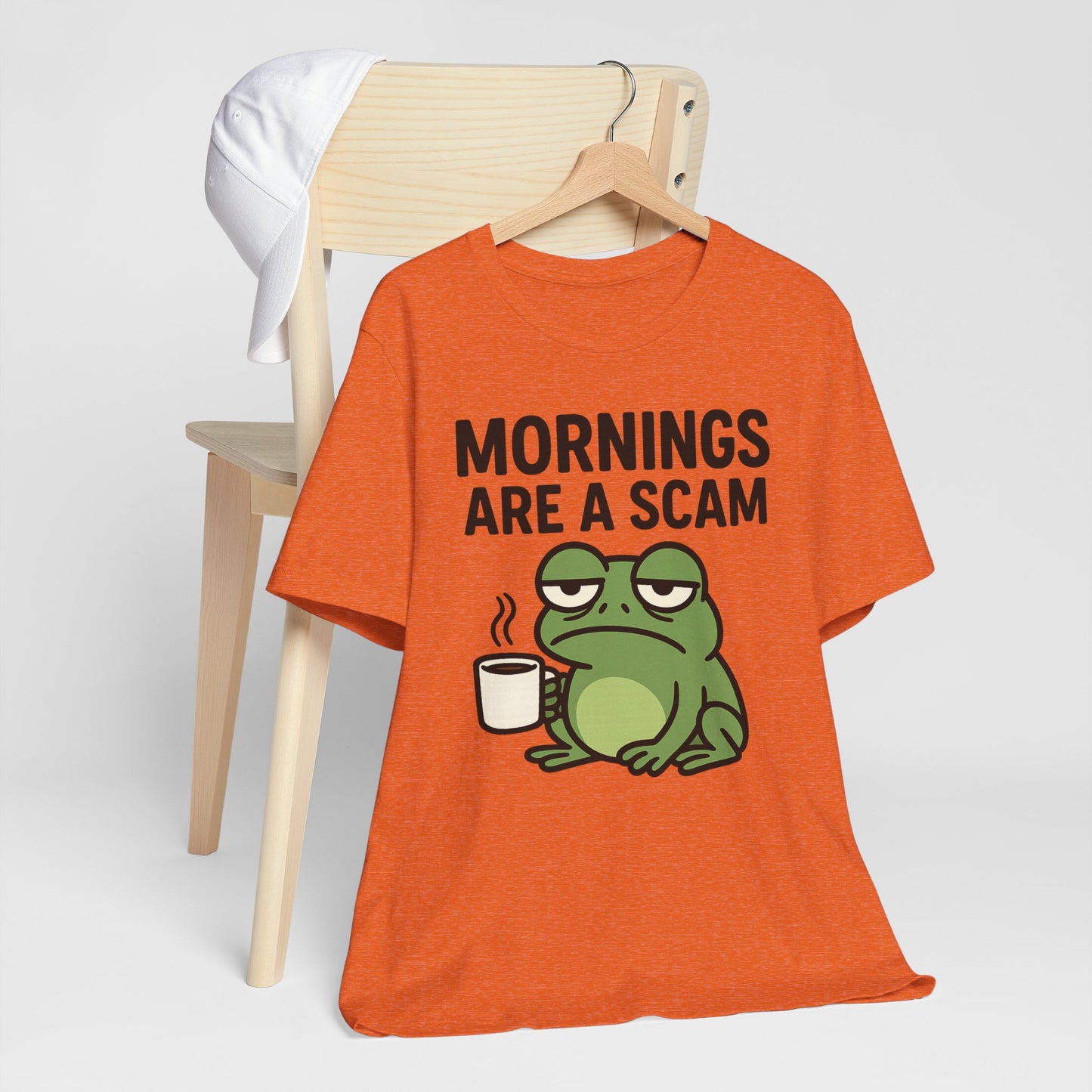 Mornings Are a Scam Frog Shirt Funny Sleepy Tee Night Owl Top Coffee First Gift for Dad Cute Graphic Loungewear Aesthetic