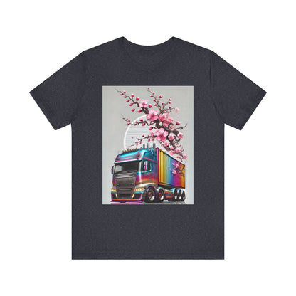 Cherry Blossom Convoy T-Shirt | Japanese Sakura x Modern Truck Art | Unique Graphic Tee for Drivers & Streetwear Lovers No.007