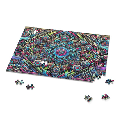 Futuristic Neon Circuit Puzzle-Ultra-Detailed Geometric Jigsaw for Adults | Sci-Fi Abstract Challenge (1000+ Pieces)