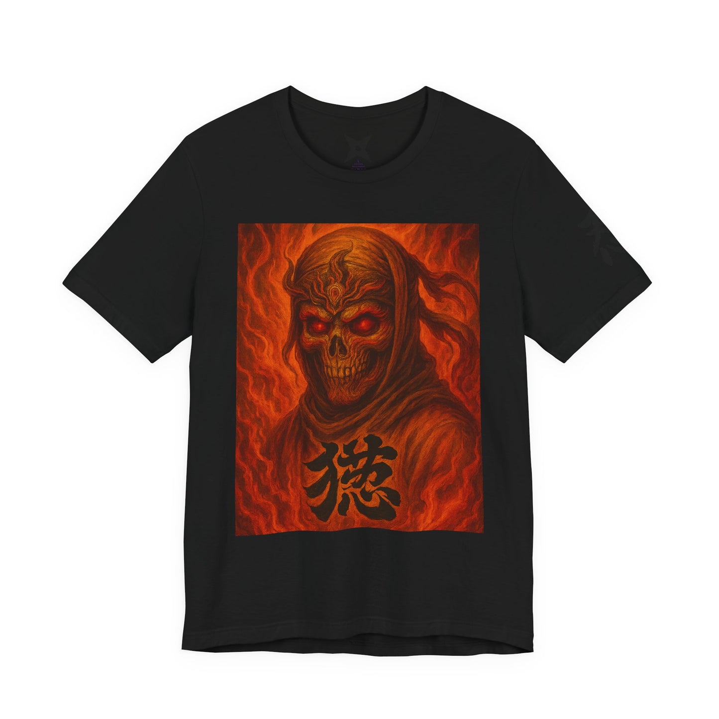Dark Red Ninja Skull T-Shirt - Japanese Horror Art, Skeleton Ninja Graphic Tee, High-Detail Gothic Warrior Shirt, Unisex Streetwear