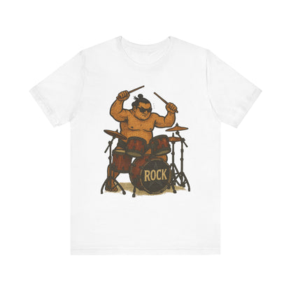 Sumo Drummer Graphic Tee Japanese Sumo Playing Drums Shirt for Music Lovers Band Dads Birthday Gift Festival Wear Streetwear Art