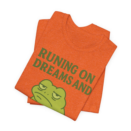 Running on Dreams and Snooze Buttons Shirt Sleepy Frog Tee Funny Night Owl Top Great Dad Gift Cozy Loungewear Aesthetic