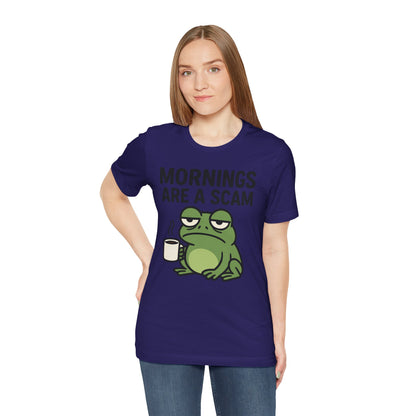 Mornings Are a Scam Frog Shirt Funny Sleepy Tee Night Owl Top Coffee First Gift for Dad Cute Graphic Loungewear Aesthetic