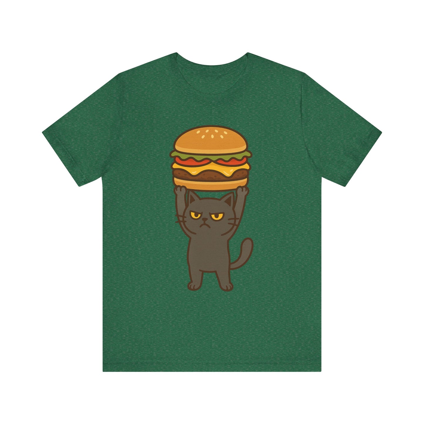 "Hanba-nyaa~" Cute Japanese Cat T-Shirt – Funny Burger & Cat Design – Kawaii Style Unisex Tee – Gift for Food & Cat Lovers