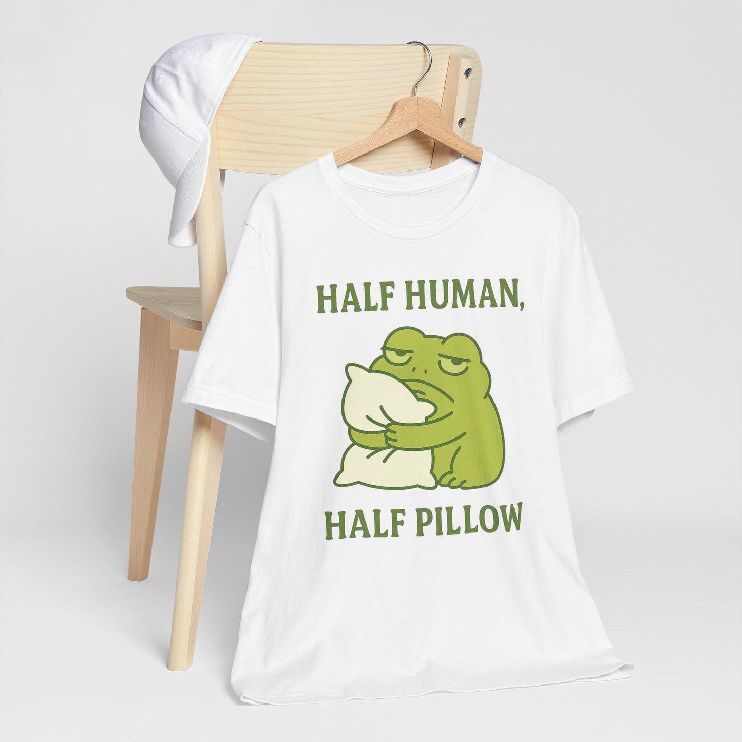 Half Human Half Pillow Funny Sleepy Frog Shirt for Coffee Lovers Dad Gift Not a Morning Person Tee Cozy Kawaii Aesthetic Graphic Top
