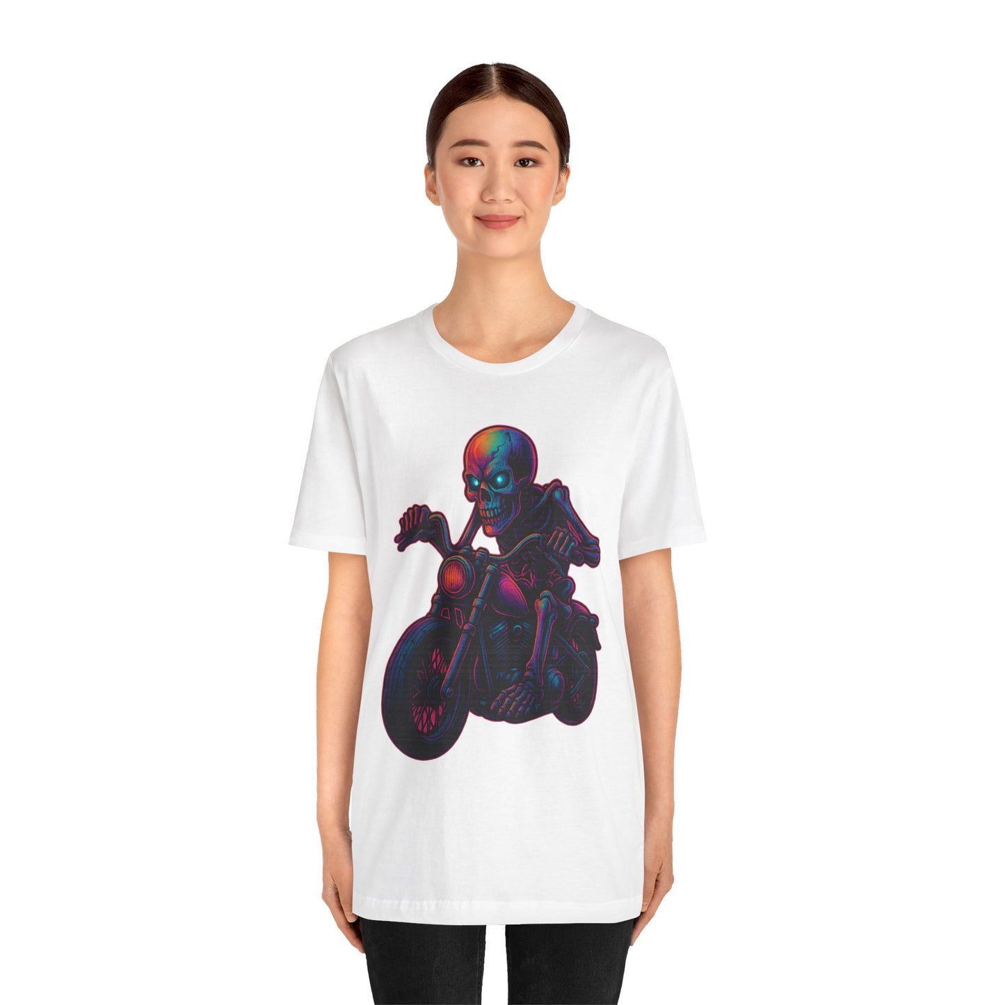 Neon Gashadokuro Harley Rider Tattoo Style Shirt Horror Yokai Streetwear for Adults Biker Dad Gift Japanese Art Tee