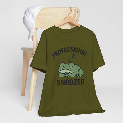 Professional Snoozer Frog Shirt Funny Sleepy Tee Night Owl Top Coffee First Gift for Dad Cute Graphic Cozy Loungewear