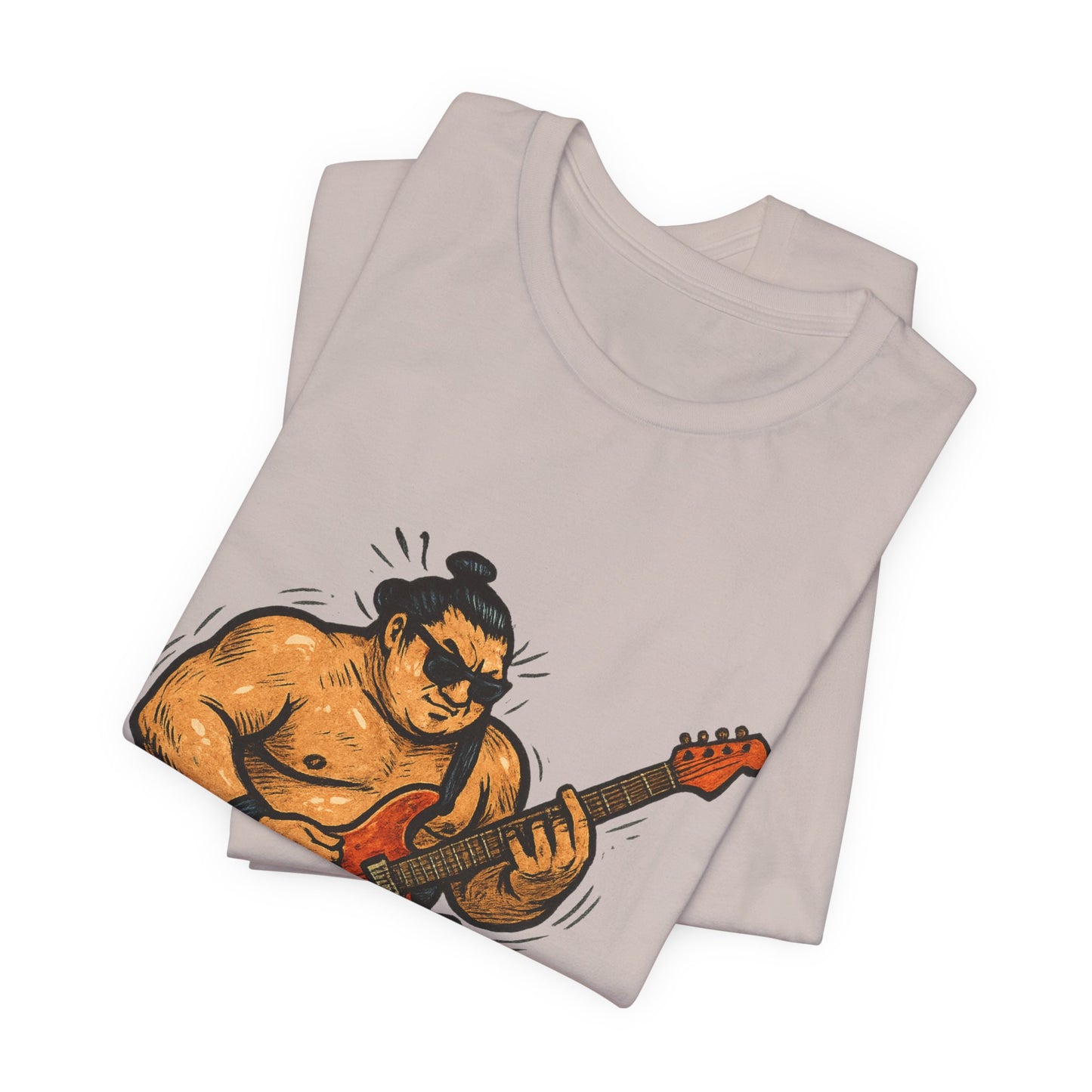 Sumo Guitar Rock T Shirt Japanese Sumo Wrestler Electric Guitar Vintage Comic Style Graphic Tee Japan Gift For Dad Music Fans