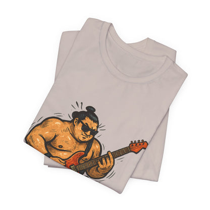 Sumo Guitar Rock T Shirt Japanese Sumo Wrestler Electric Guitar Vintage Comic Style Graphic Tee Japan Gift For Dad Music Fans