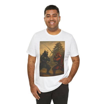 Epic Cat Samurai Battle Tee - War Horses Clash in Front of Japanese Castle  Feline Warrior Art Shirt for Fantasy & Japan Lovers