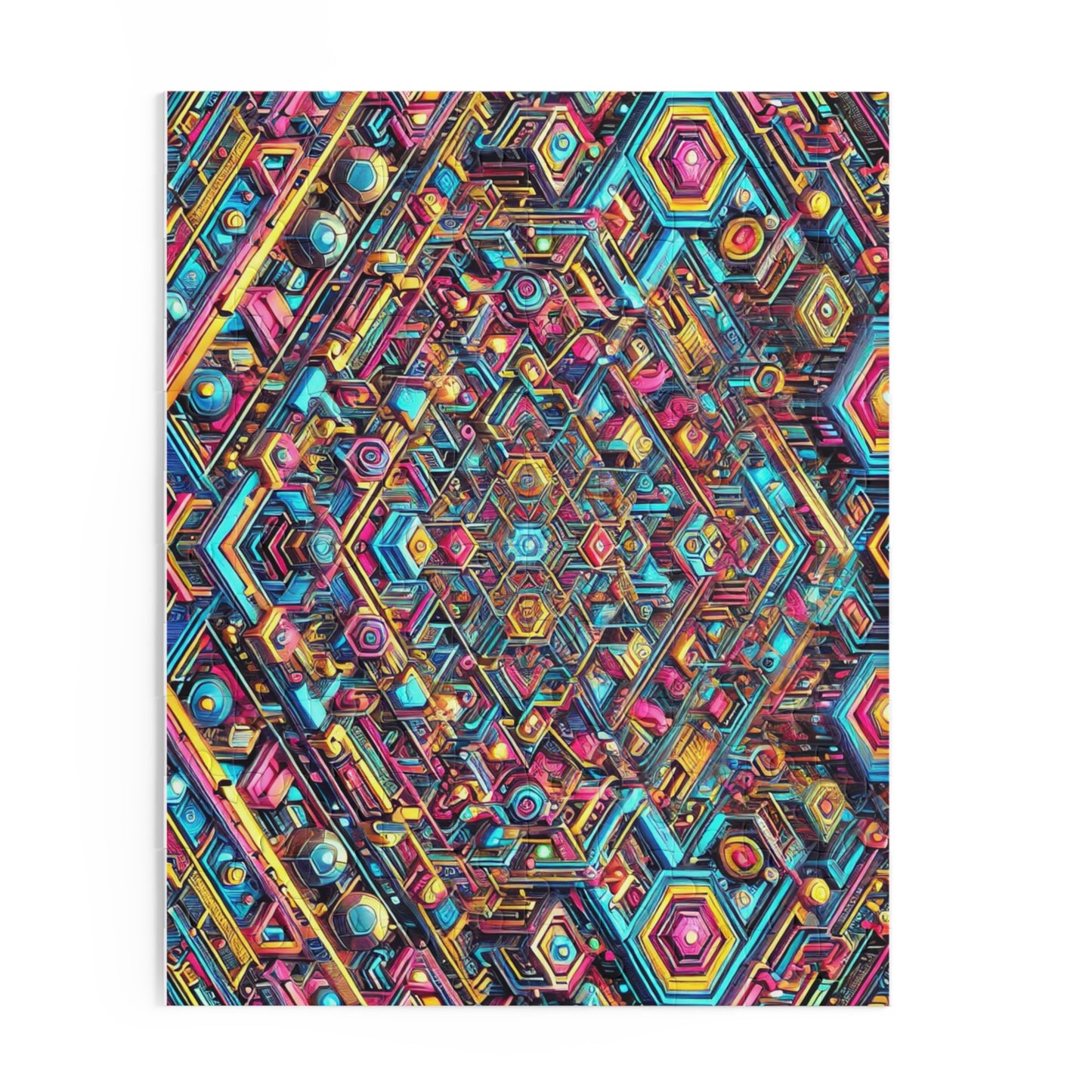 Futuristic Neon Circuit Puzzle-Ultra-Detailed Geometric Jigsaw for Adults | Sci-Fi Abstract Challenge (1000+ Pieces)