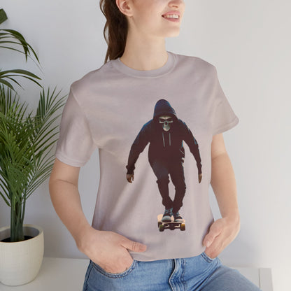 Skull Hoodie Skater T Shirt Urban Streetwear Skateboard Graphic Tee Gothic Horror Skate Style Gift for Dad Teen Boys Halloween Vibe