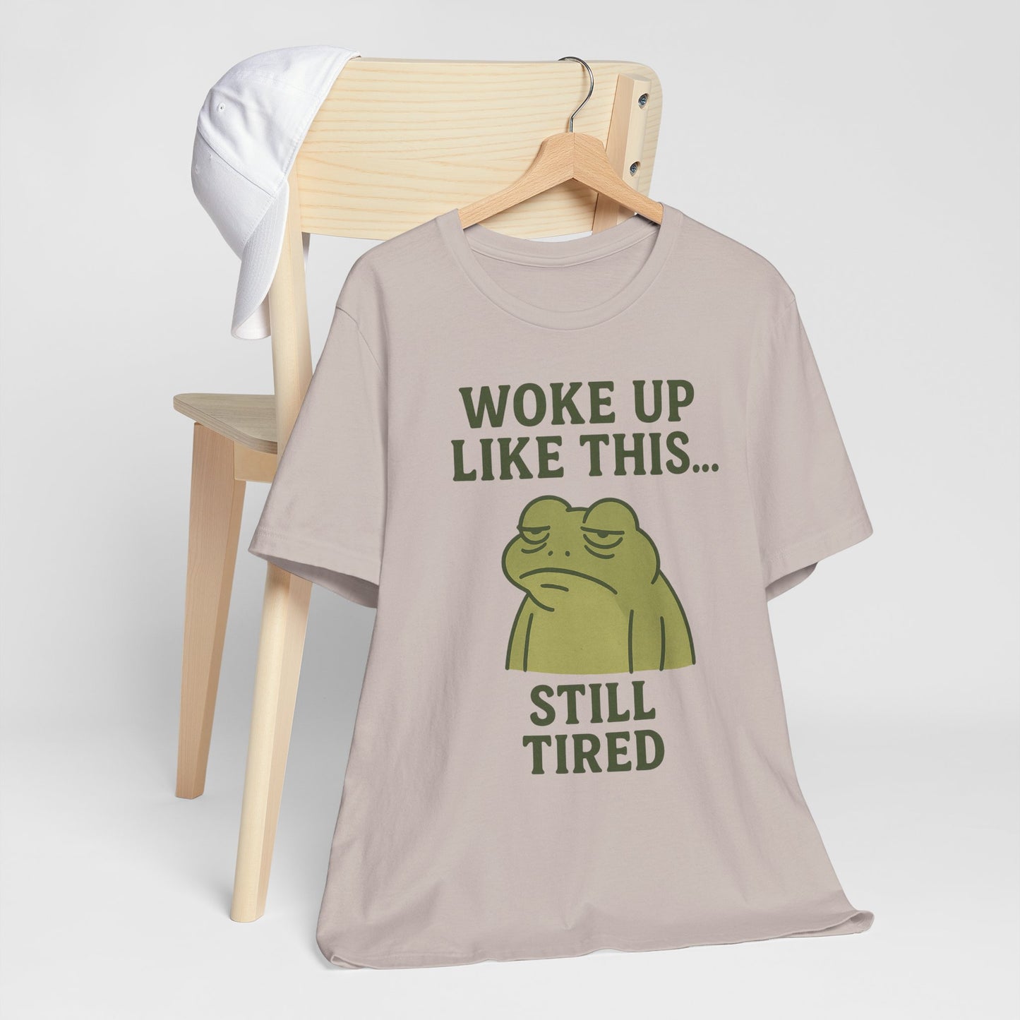 Woke Up Like This Still Tired Frog Shirt Funny Sleepy Tee Night Owl Top Coffee First Gift for Dad Cozy Loungewear Aesthetic