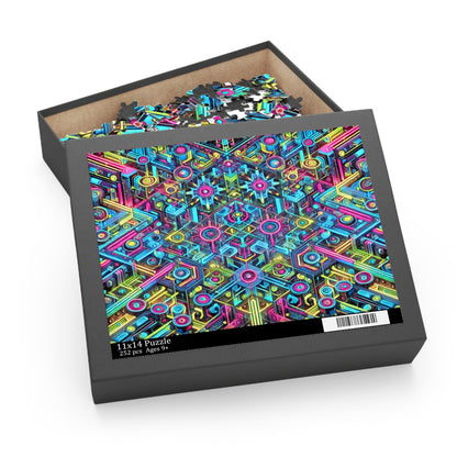 Futuristic Neon Circuit Puzzle-Ultra-Detailed Geometric Jigsaw for Adults | Sci-Fi Abstract Challenge (1000+ Pieces)