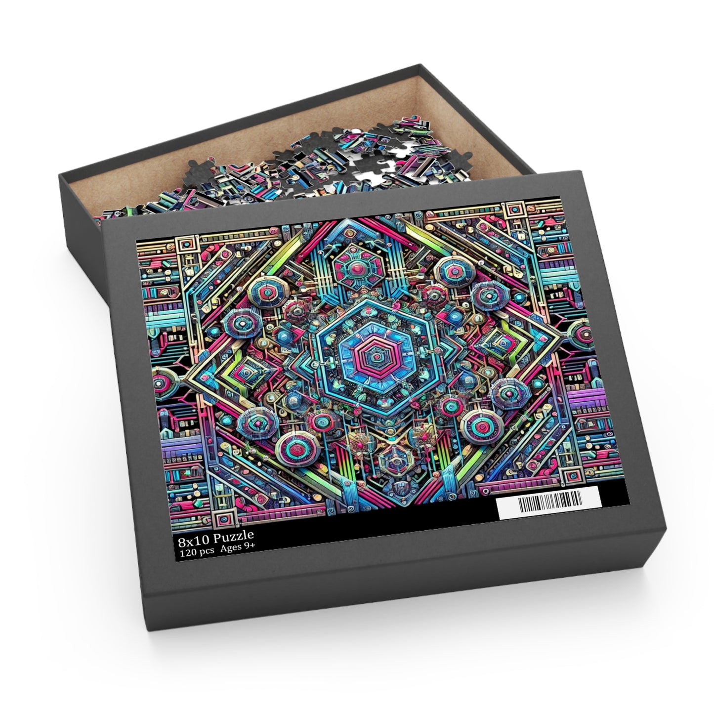 Futuristic Neon Circuit Puzzle-Ultra-Detailed Geometric Jigsaw for Adults | Sci-Fi Abstract Challenge (1000+ Pieces)