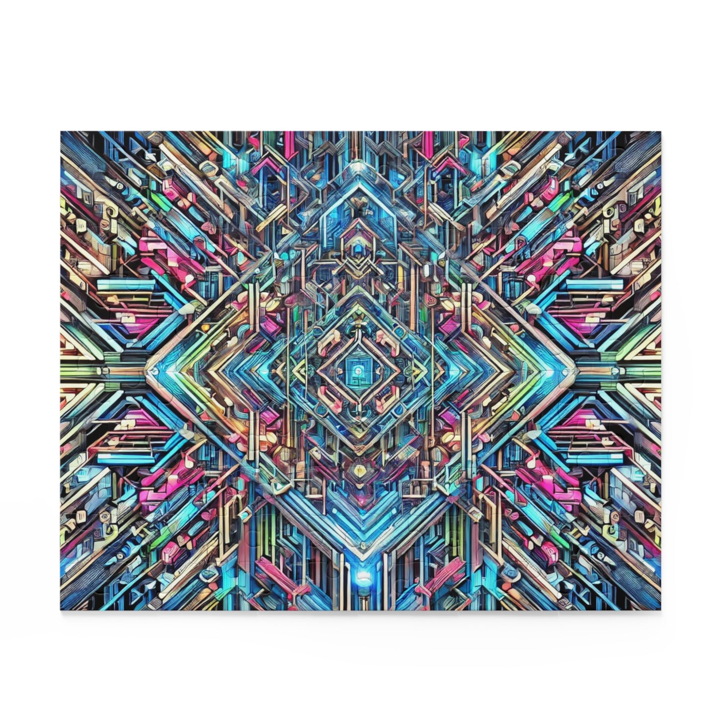 Futuristic Neon Circuit Puzzle-Ultra-Detailed Geometric Jigsaw for Adults | Sci-Fi Abstract Challenge (1000+ Pieces)