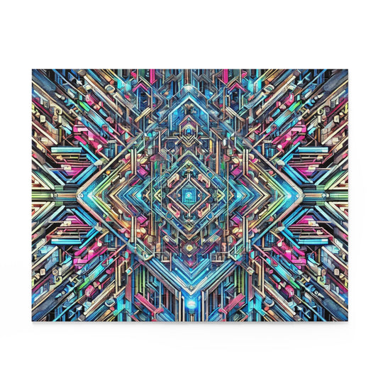 Futuristic Neon Circuit Puzzle-Ultra-Detailed Geometric Jigsaw for Adults | Sci-Fi Abstract Challenge (1000+ Pieces)