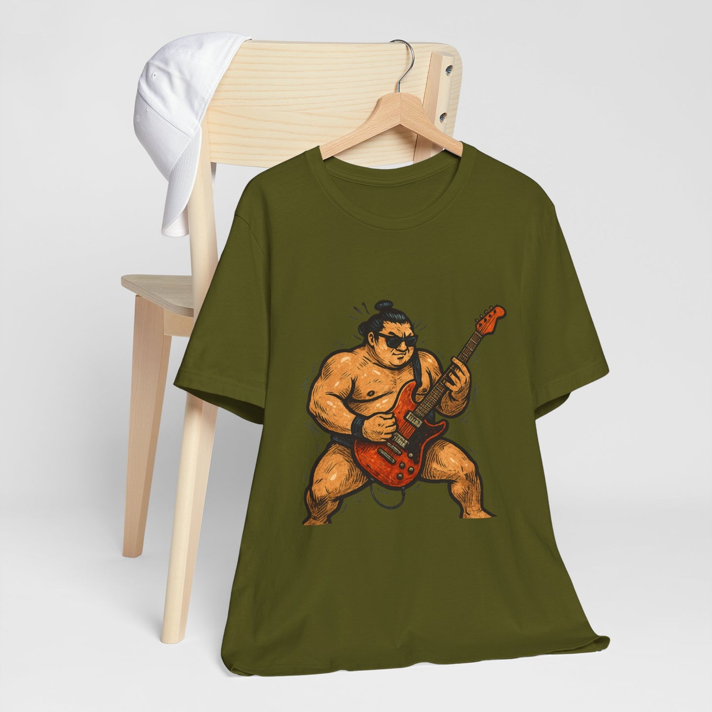 Sumo Guitar Rock T Shirt Japanese Sumo Wrestler Electric Guitar Vintage Comic Style Graphic Tee Japan Gift For Dad Music Fans