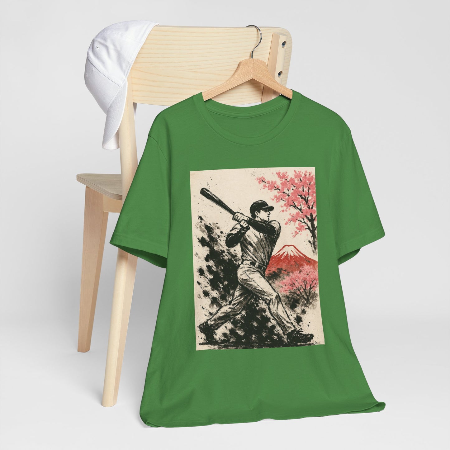 Pro Baseball Batter Sumi Ink Art Shirt Fuji Sakura Retro Japanese Print Power Swing Tee Japan Inspired Sports Art Gift for Dad