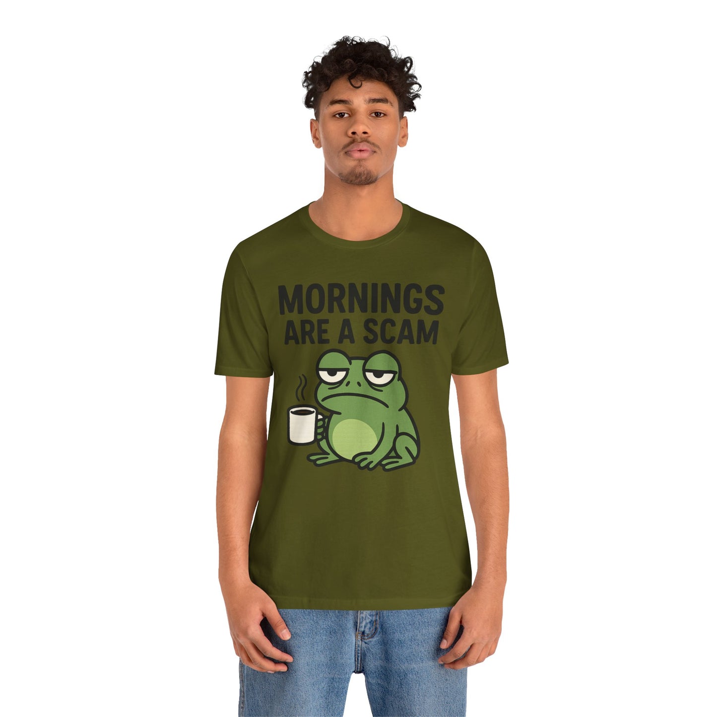 Mornings Are a Scam Frog Shirt Funny Sleepy Tee Night Owl Top Coffee First Gift for Dad Cute Graphic Loungewear Aesthetic