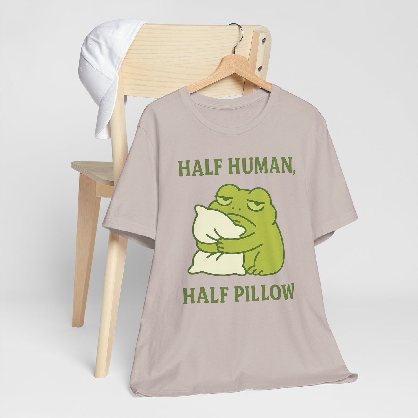 Half Human Half Pillow Funny Sleepy Frog Shirt for Coffee Lovers Dad Gift Not a Morning Person Tee Cozy Kawaii Aesthetic Graphic Top