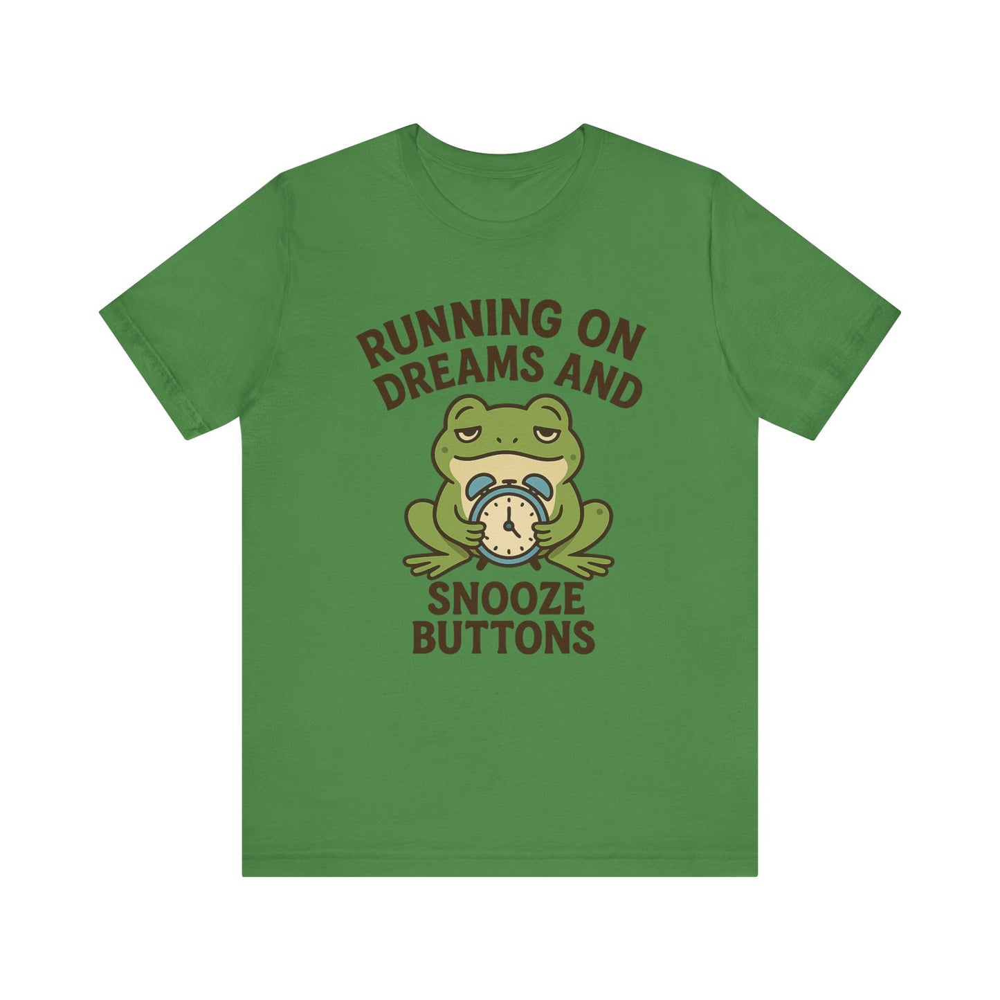Running on Dreams and Snooze Buttons Shirt Sleepy Frog Tee Funny Night Owl Top Great Dad Gift Cozy Loungewear Aesthetic