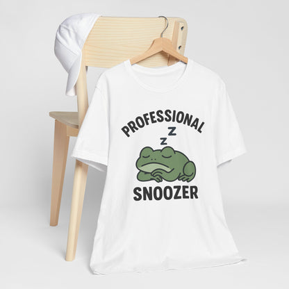 Professional Snoozer Frog Shirt Funny Sleepy Tee Night Owl Top Coffee First Gift for Dad Cute Graphic Cozy Loungewear