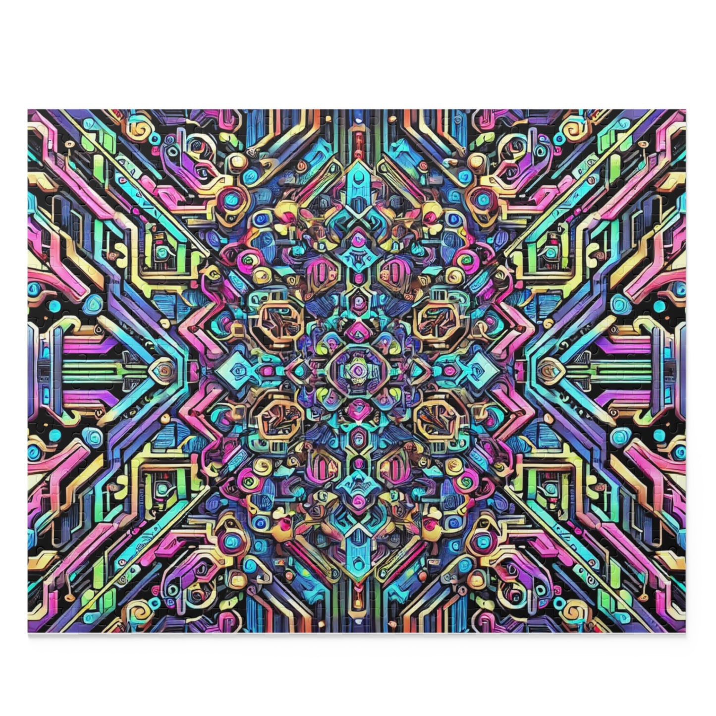 Futuristic Neon Circuit Puzzle-Ultra-Detailed Geometric Jigsaw for Adults | Sci-Fi Abstract Challenge (1000+ Pieces)