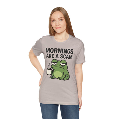 Mornings Are a Scam Frog Shirt Funny Sleepy Tee Night Owl Top Coffee First Gift for Dad Cute Graphic Loungewear Aesthetic