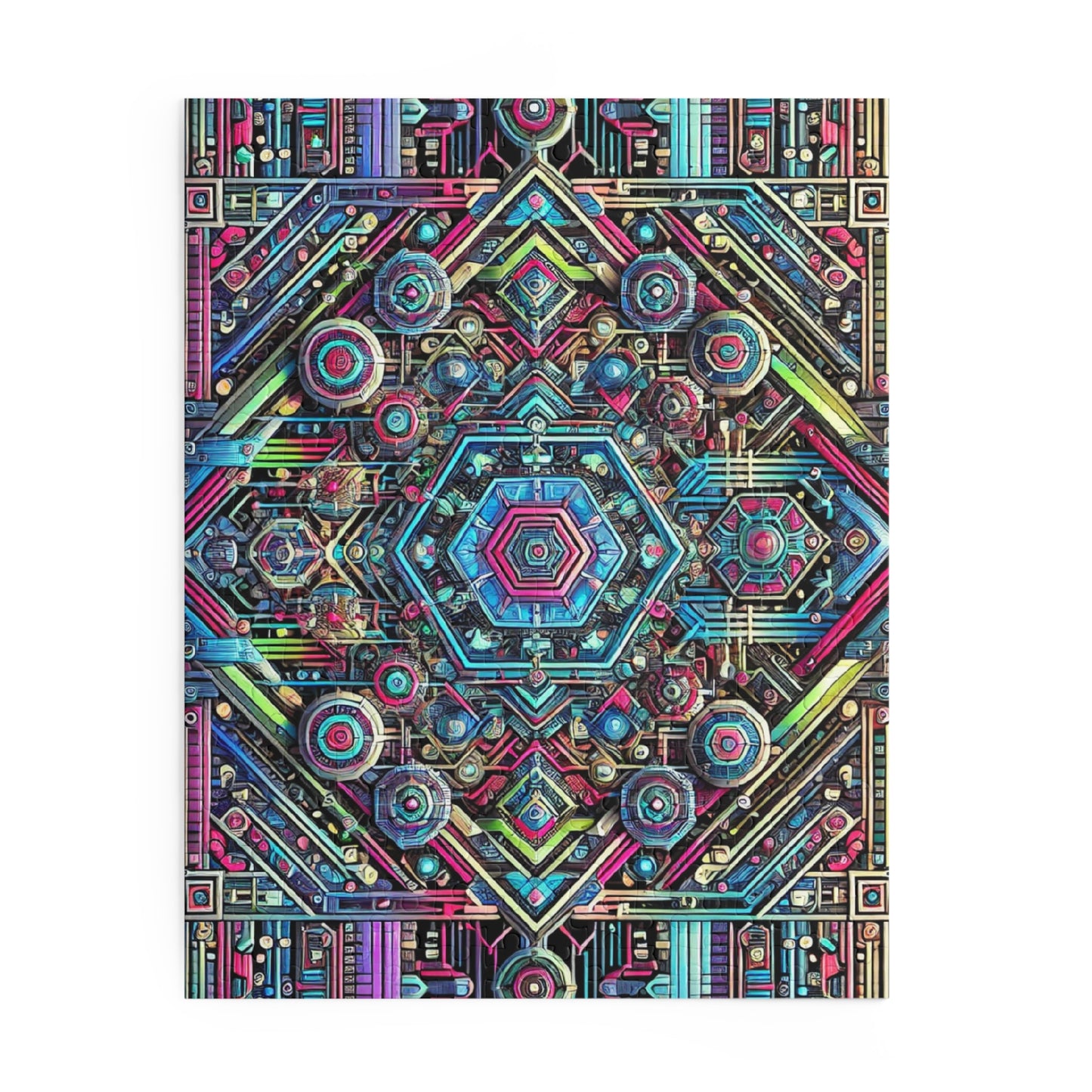 Futuristic Neon Circuit Puzzle-Ultra-Detailed Geometric Jigsaw for Adults | Sci-Fi Abstract Challenge (1000+ Pieces)